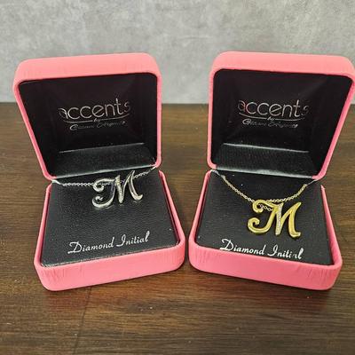 Diamond Accent Initial "M" Necklaces