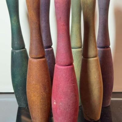 Vintage small wood skittles or bowling pins