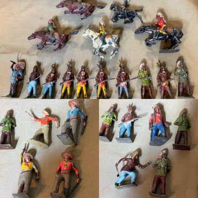Vintage britains lead figures cowboys indians