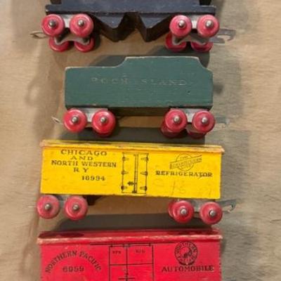 Antique strombecker wood railroad train set more