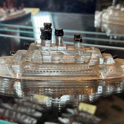 Vintage victory glass battleship candy container