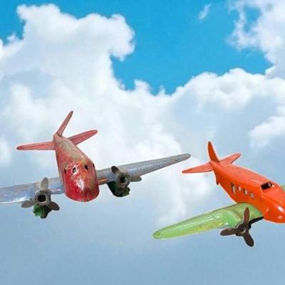 Two wyandotte pressed steel toy airplanes