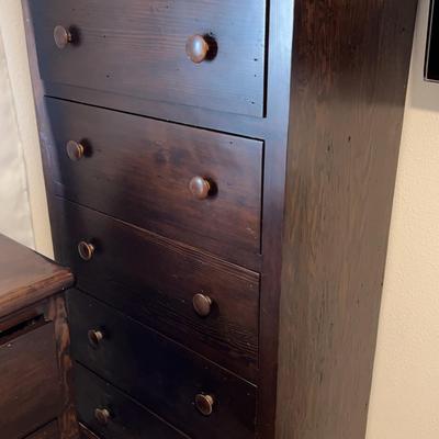 Dark Wood Tall Dresser