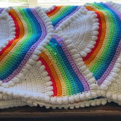 Hand Crocheted Rainbow Blanket