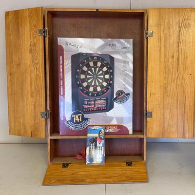 Dart Board W/ Wall Mounted Cabinet