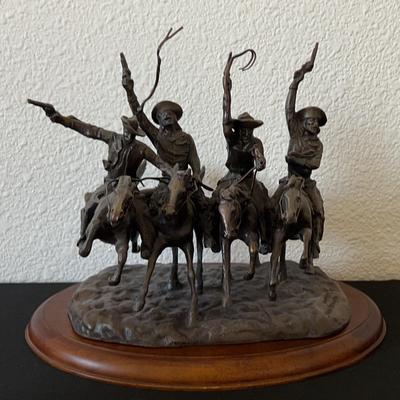 1991 Franklin Mint Frederic Remington “Coming Through The Rye” Bronze Statue