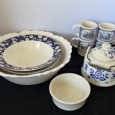 Bowls Tea Kettle And Mugs 