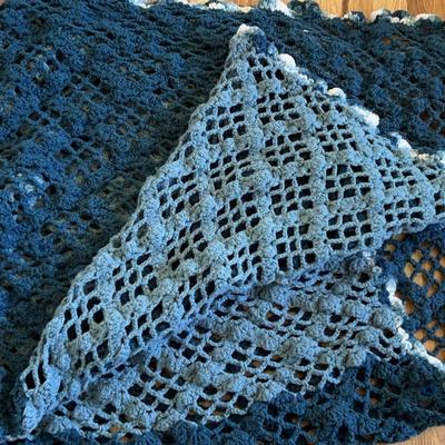 Hand crochet Blue Blanket 