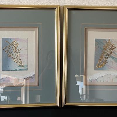 Pair Of Pencil Signed Mixed Media Art