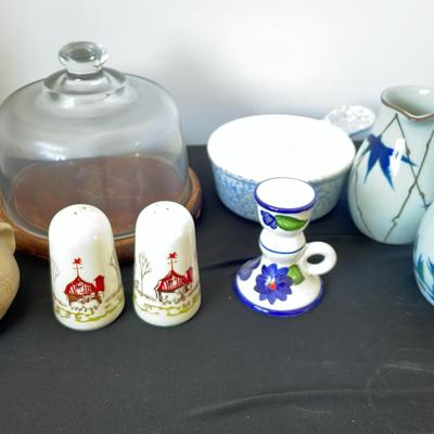 Egg Separator , Teakwood Cheese Server With Glass Dome , Salt And Pepper Shaker ,  Candle Holder , 