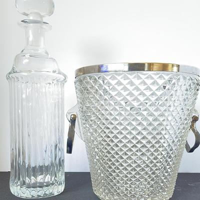Decanter And Ice Bucket With Handles 