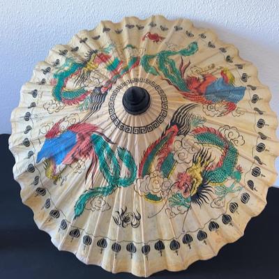Vintage Asian Paper Parasol 