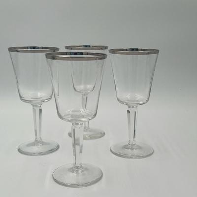 4 Vintage Platinum Rimmed Lenox Solitaire Wine Glasses
