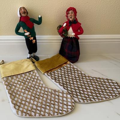 2 Beaded C-MAs Stocking & 2 Vintage Caroler’s