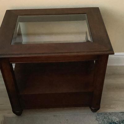 Glass And Wood End Table