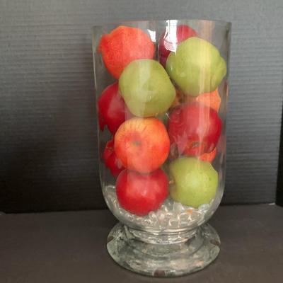 A Glass Bowl Of Artifical Apples 