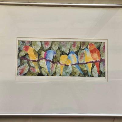 Signed Watercolor - Colorful Parrots