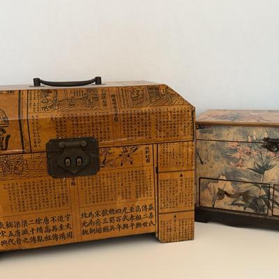 2 Chinese Hinged Boxes/Jewelry Boxes 