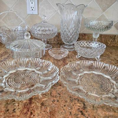 Collection Of Clear Glass Candy Dishes & More