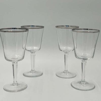 4 Vintage Platinum Rimmed Lenox Solitaire Wine Glasses Lot 2