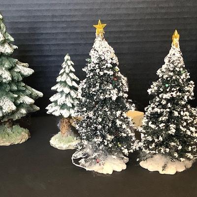 Set Of Six Snowy pines And Two Christmas Trees 