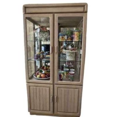 Light Golden Wood Kitchen Hutch Contents Not Included