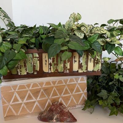Boxes, Greenery, Rock Decor