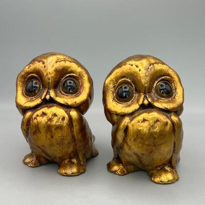 2 Vintage Freeman and McFarlin  Gold Leaf Owls