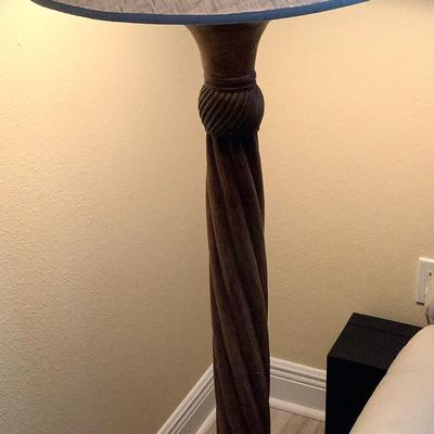 Heavy Carved Wood Standing Lamp