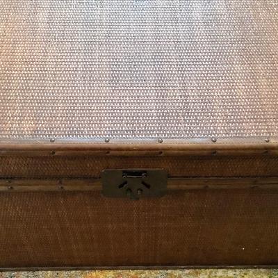 Hand Woven Rattan Storage Trunk With Leather Trim