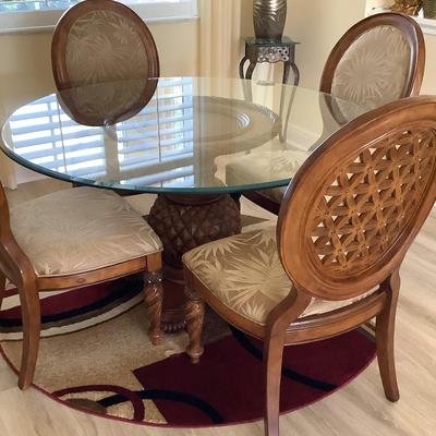 Amazing Glass Top Tropical Dining Table And Chairs