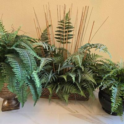 Artificial Ferns In Basket & Urns