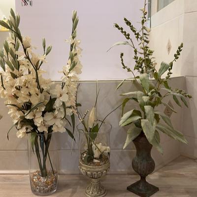 3 Silk Flower Vase Arrangements 