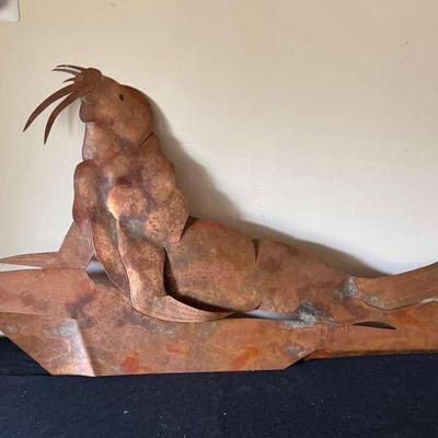 Metal Walrus Art Sculpture – 51" x 26"