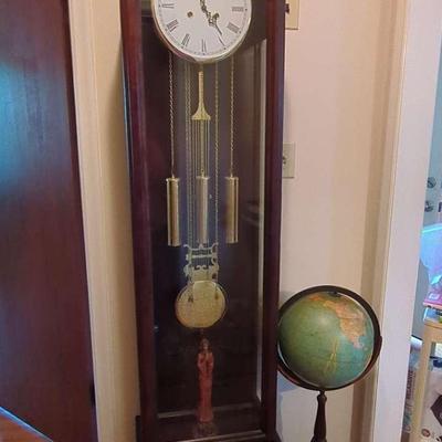 Grandfather Clock and Vintage Globe on Stand