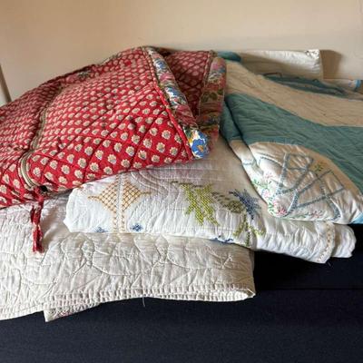 Handmade, handsewn, 1980's, Full Size Quilts And Bag