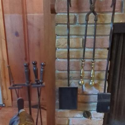 Lot of 2 Fireplace Poker Sets