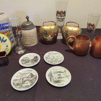 Vintage Assorted Collectibles – Copper Cups, Decorative Bells, Souvenir Plates & More
