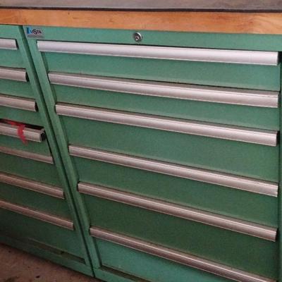 Lista Industrial Double Tool Storage Cabinet with Benchtop – Fully Loaded, 5' Wide x 43" Tall