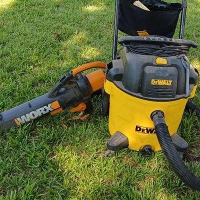 DeWalt 14-Gal Shop Vacuum & Worx WG500 Corded Leaf Blower – Tested and Working