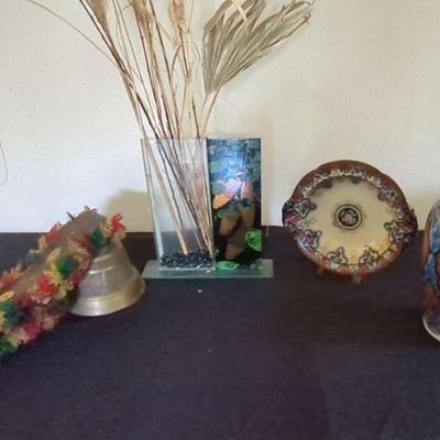 Asian Decorative Art Lot – Vase, Bell, Plate & Home Décor