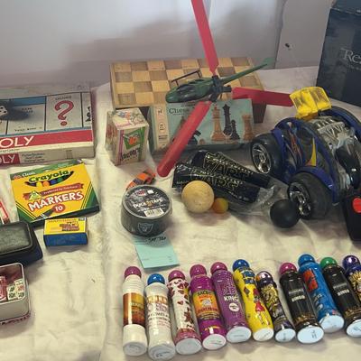 Games, Toys Including Monopoly, Chess, Jenga, Rubiks Cubes, Cards, Boomerang, Bingo Dots