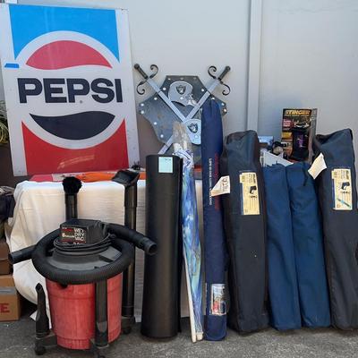 Folding Chairs, Pepsi Sign, Craftsman Shop Vac And Insect Zapper 