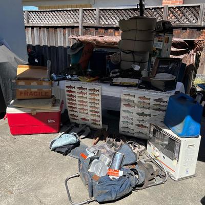 Igloo Cooler, Portable Kerosene Heater, Crossbow, Sleeping Bags, Fishing Gear, Vintage JanSport