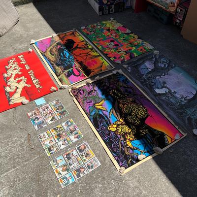 Vintage 60’s-70’s Wally Wood “After Dark” And Velve-Print Black Light Posters And Raiders Cards