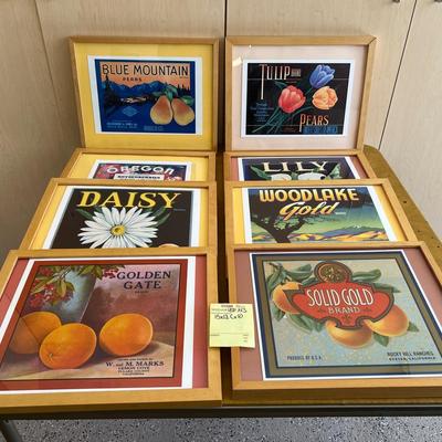 Vintage Fruit Crate Labels Framed Set Of 8