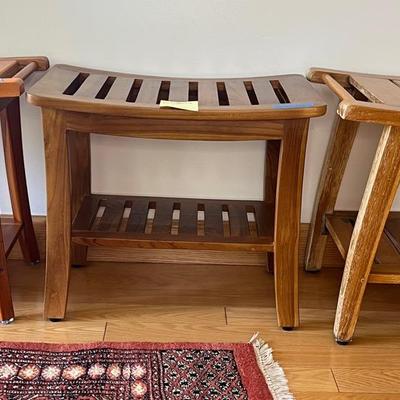 Teak Bamboo Shower Benches Set Of 3
