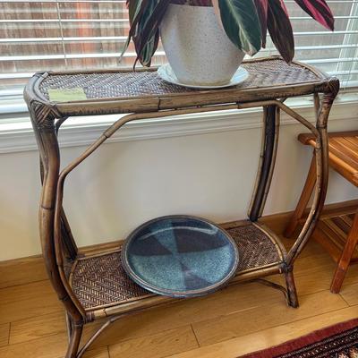 Rattan And Woven Wicker Console Table Plant Stand 