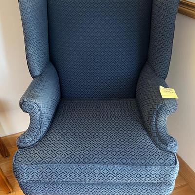 Blue Upholstered Wingback Armchair
