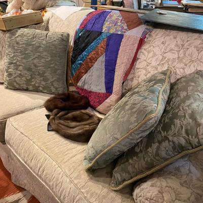 Sale Photo Thumbnail #11: sleeper sofa light fabric leaf print